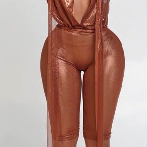 Sexy orange Metallic 2 piece
